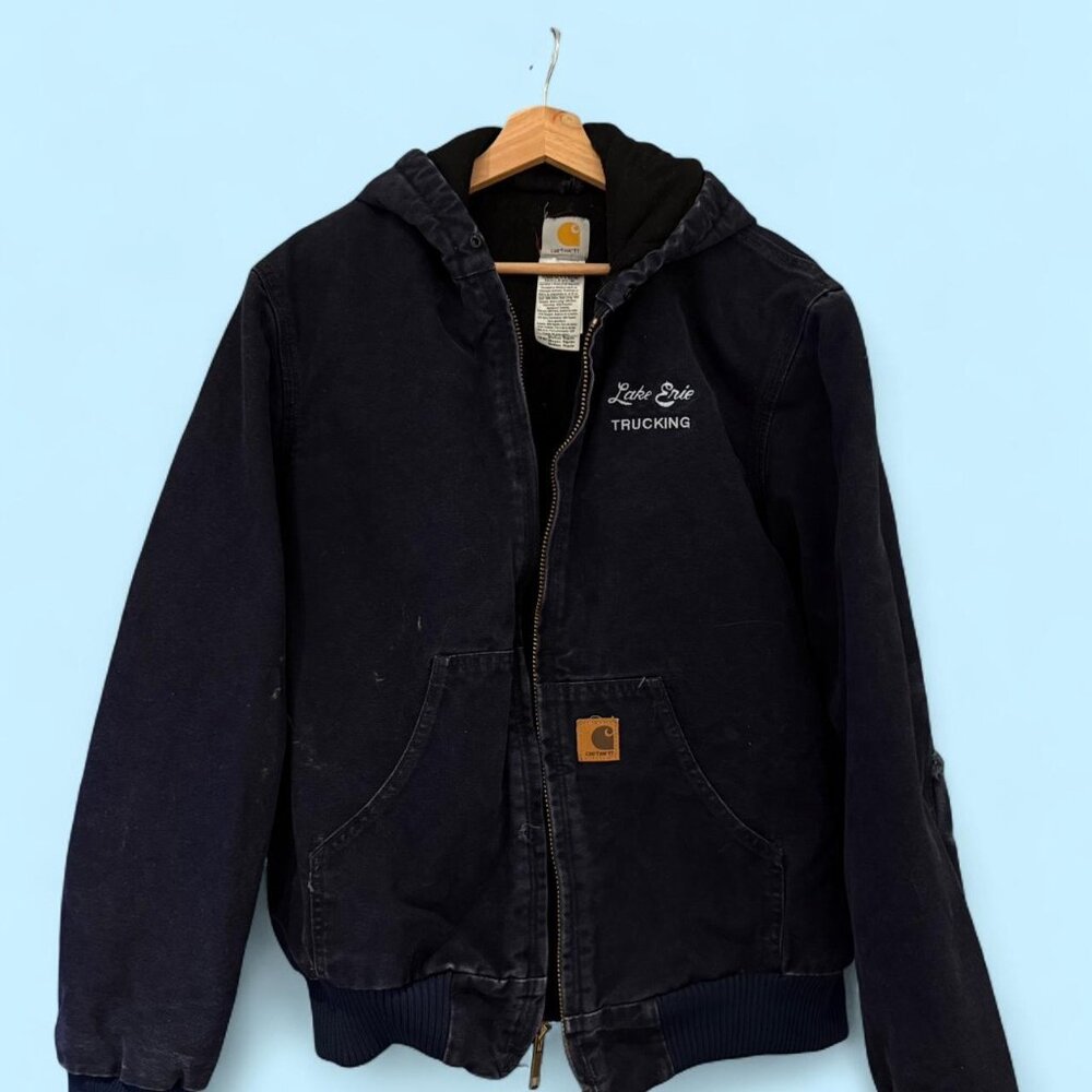 Vintage Carhartt Navy Hoodie Workwear Jacket M Rugged Skater Style